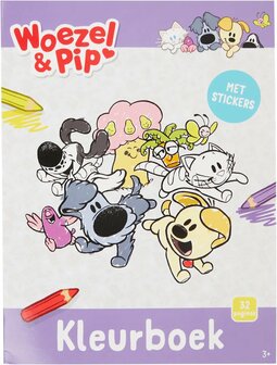 66475 Woezel en Pip Kleurboek met Stickers Paars