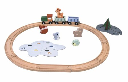 82087 Playing Kids Houten Treinset Bosdieren