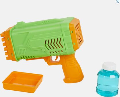 78193 Bellenblaaspistool Groen / Oranje 32 shots en verlichting + 100ML bellenblaas vloeistof