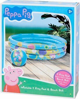 88401 Peppa Pig 3-rings Opblaasbaar Zwembadje met Strandbal &Oslash; 100cm