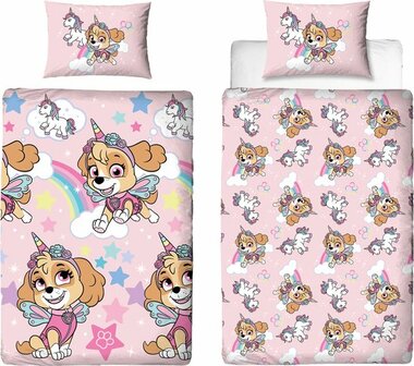 87665 Paw Patrol Dekbedovertrek Skye Roze140x200cm