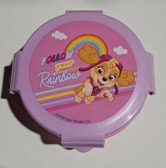 81653 Paw Patrol Lunchbox Rond Regenboog Skye Roze/lila