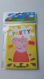 52300 Peppa Pig Uitnodigingskaarten Geel 5 stuks