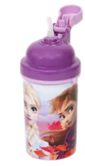 71694 Frozen Flip Top Drinkbeker/Bidon met Rietje Rood/blauw