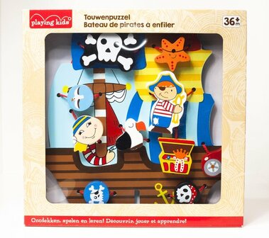 222063 Playing Kids &#039;&#039;Touwenpuzzel&#039;&#039; puzzel Piratenboot met touw