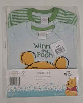 40784 Disney Winnie the Pooh Shirt Lange Mouw 2-Pack Maat 62-68 Blauw/Groen