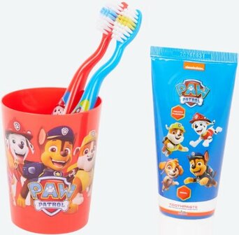 87700 Paw Patrol Tandenborstelset voor kinderen met beker en tandpasta 4-delig