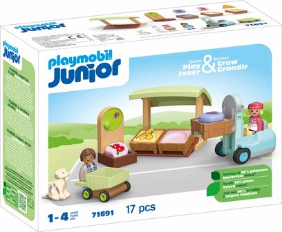 71691 PLAYMOBIL Junior Biologische marktkraam &amp; heftruck