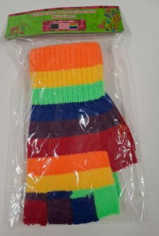 58925 Handschoen Zonder Topjes Regenboog Gebreid