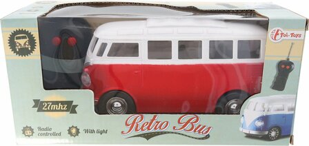 09644 Retro RC bus rood - 9,5 x 7 x 9 cm - Met licht - Inclusief afstandsbediening