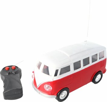 09644 Retro RC bus rood - 9,5 x 7 x 9 cm - Met licht - Inclusief afstandsbediening