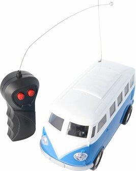 09651 Retro RC bus blauw - 9,5 x 7 x 9 cm - Met licht - Inclusief afstandsbediening