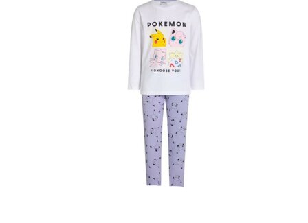 71627 Pok&eacute;mon Pikachu Kinderpyjama Maat Paars/wit 104-110