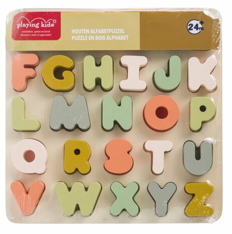 40643 Playing Kids Houten Alfabetpuzzel Pastel