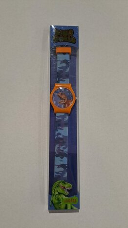 66821 Depesche Dino World Horloge Oranje/Blauw