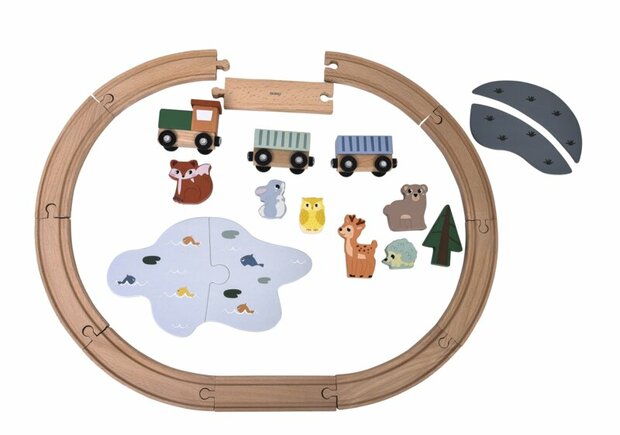 82087 Playing Kids Houten Treinset Bosdieren