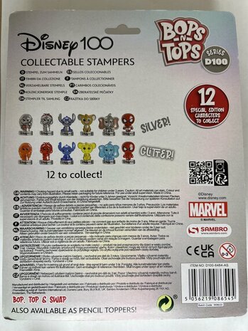 86545 Disney 100 Verzamelbare Stempels  5 stuks  speciale editie  Bops n Tops Assorti