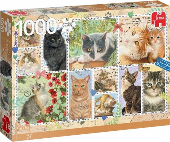 18813 Jumbo Puzzel Premium Collection Franciens Katten Stamps 1000 stukjes