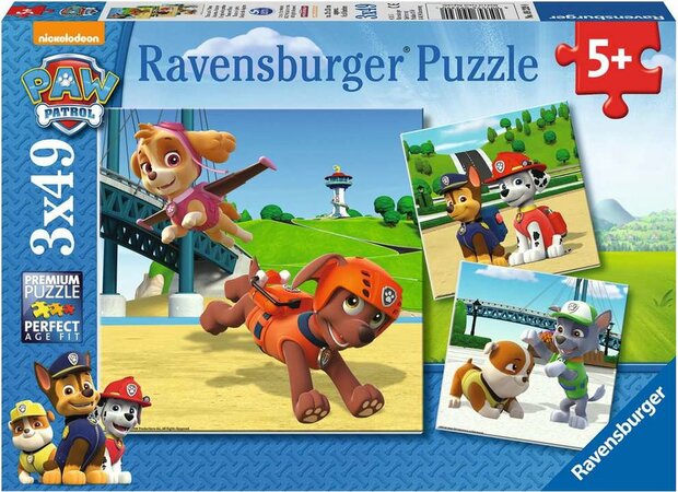 92390 Ravensburger Puzzel PAW Patrol Team op 4 poten 3x49 stukjes