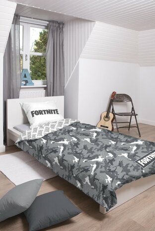 00514 Fortnite Dekbedovertrek Grey  140x200