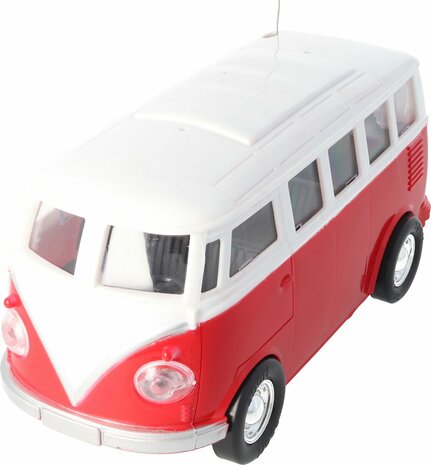 09644 Retro RC bus rood - 9,5 x 7 x 9 cm - Met licht - Inclusief afstandsbediening