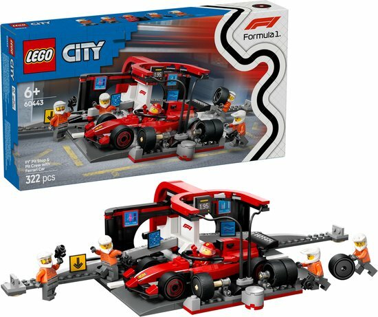 60443 LEGO City F1 pitstop en pitcrew met Ferrari auto