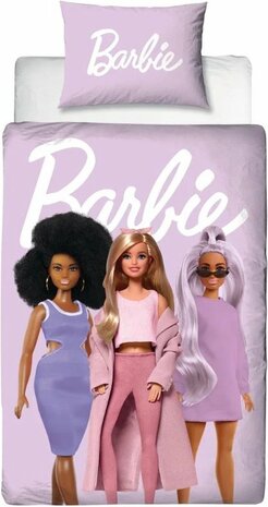 80471 Mattel Barbie Dubbelzijdig Dekbedovertrek 1 persoons 140x200cm  