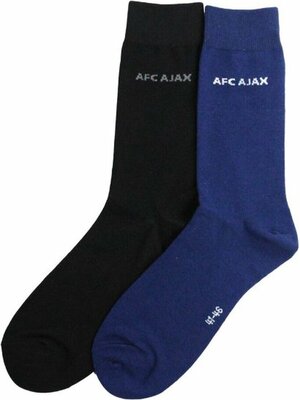 32714 AFC Ajax Sokken - 2 Pack - Donkerblauw en Zwart - Heren Sokken - Maat 41 -46