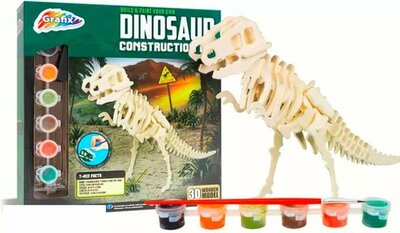 46477 Mojy Dinosaurus houten constructie set hout met verf T-Rex