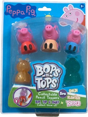 85760 Peppa Pig potlood toppers set - Multicolor - Kunststof - Set van 5 - Cadeau - 3+ -