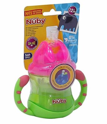 41278 Nuby Flip It Antilekbeker Groen/roze