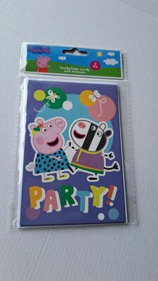 52447 Peppa Pig Uitnodigingskaarten Vlinder 5 stuks