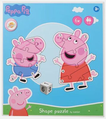 47412 Peppa Pig vorm puzzelspel  Blauw/Geel  6 stukjes