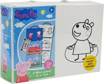 17002 Peppa Pig 3 Canvasdoeken met Touw + Verf  