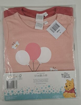 40760 Disney Winnie the Pooh Shirt Lange Mouw 2-Pack Maat 74-80 Roze/Oud roze