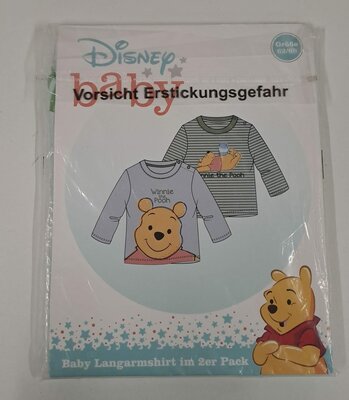 40784 Disney Winnie the Pooh Shirt Lange Mouw 2-Pack Maat 62-68 Blauw/Groen