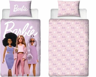 80471 Mattel Barbie Dubbelzijdig Dekbedovertrek 1 persoons 140x200cm  